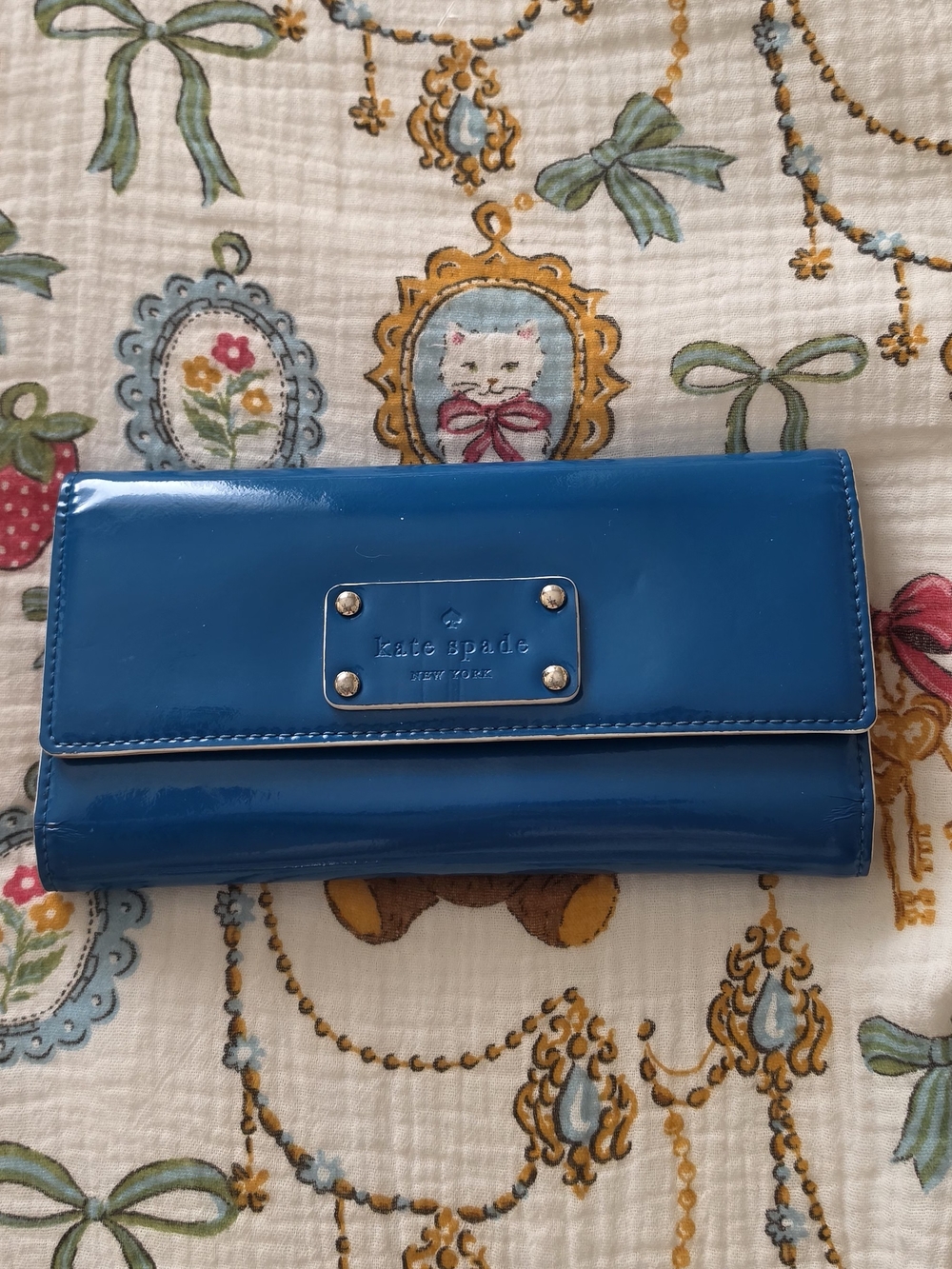 Kate Spade Blue Patent Leather Continental Wallet
